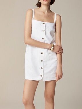 J.Crew Claudia Linen Dress in White